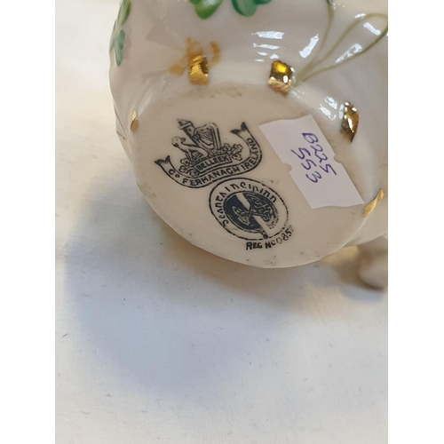 422 - Belleek Third Period Gilded Harp Shamrock Jug / Creamer c.1926-1946 Height c.9.25cm (c.3.625”).