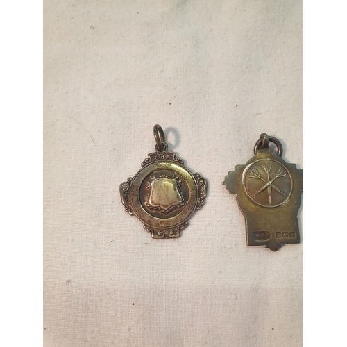 470 - Three Silver & Silver Hallmarked Watch Fob Tokens - weighs approx 18g.