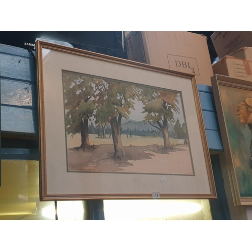 492 - Alasdair MacMillan Framed & Glazed Watercolour Golfers at the Green Signed & Dated Lower Left - appr... 