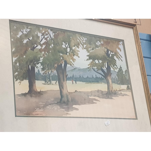 492 - Alasdair MacMillan Framed & Glazed Watercolour Golfers at the Green Signed & Dated Lower Left - appr... 