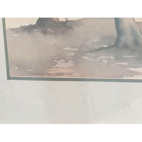 492 - Alasdair MacMillan Framed & Glazed Watercolour Golfers at the Green Signed & Dated Lower Left - appr... 