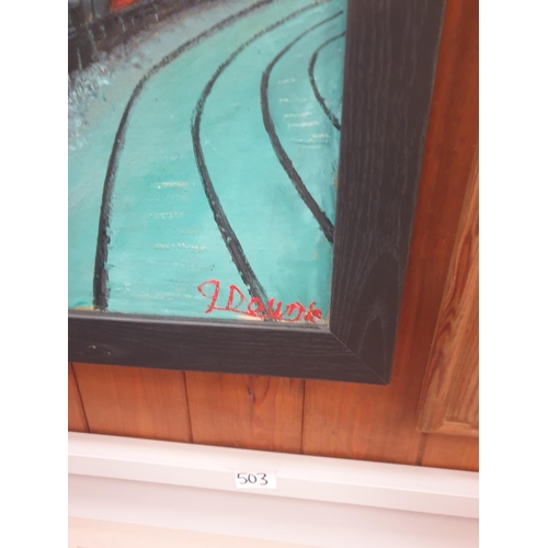 507 - James Downie (Born 1949) Framed Oil on Canvas Snow Scene ‘The Night Sleeper’ Signed Lower Right Titl... 