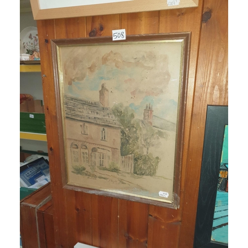 508 - Framed North Crofts Nantwich Watercolour Signed Haydn Jones.