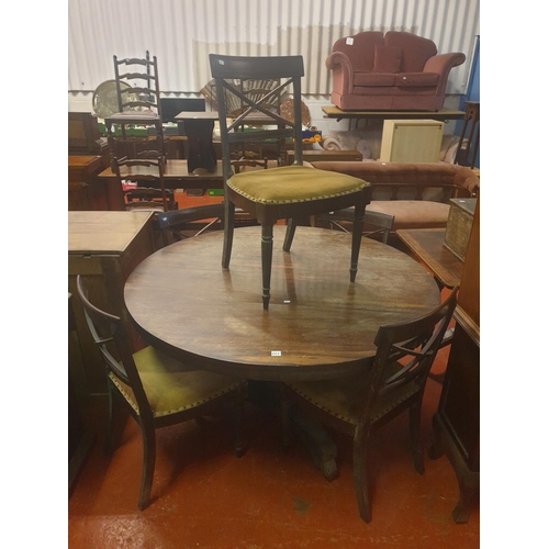 569 - Circular Tilt-Up Dining Table with Five Cross Banded Back Chairs - approx 1.3m diameter - tilt may r... 