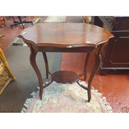 570 - Mahogany Occasional Table with Undershelf - 70cm tall x 70cm x 50cm.