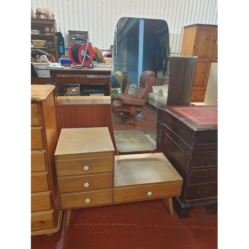 573 - Mid-Century Four Drawer Dressing Unit with Full Length Flattering Mirror - height including mirror i... 