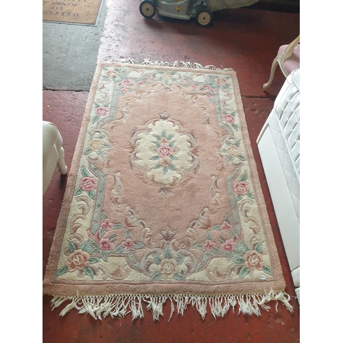 594 - Pink Floral Pattern Rug - approx 47