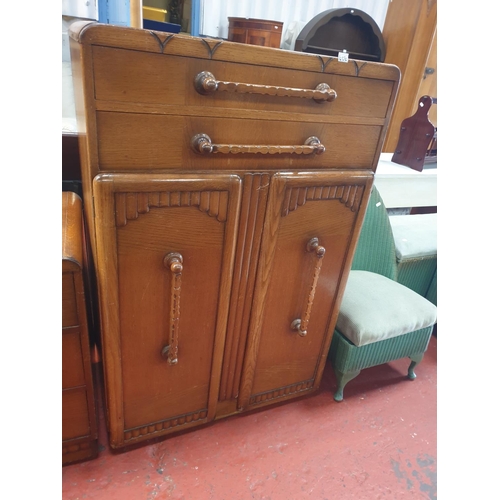 606 - Mid Century Tall Boy with Two Drawers over Double Cupboard and Two Inner Shelves - approx 50