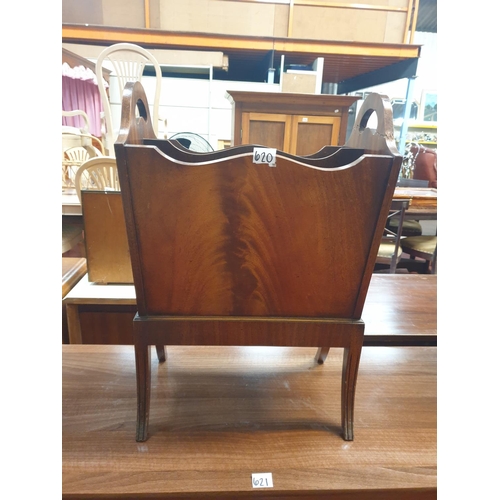 620 - Mahogany Magazine Rack - repair to handle.