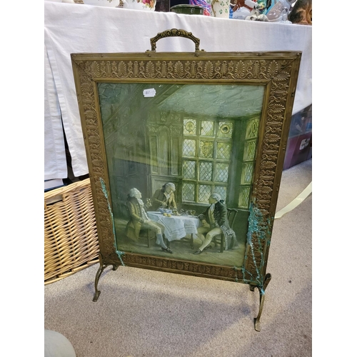 89A - Brass Framed Vintage Fire Screen.