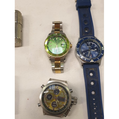 190 - Four Replica Watches & Two Lighters.
