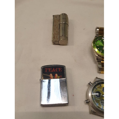 190 - Four Replica Watches & Two Lighters.