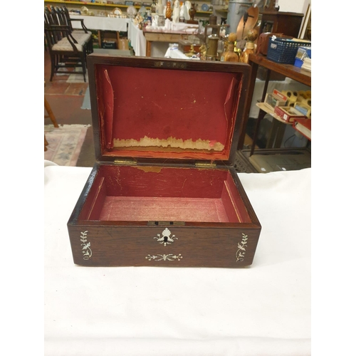 200 - Mother of Pearl Inlaid Mahogany Box - approx 10cm deep x 25cm x 18cm.