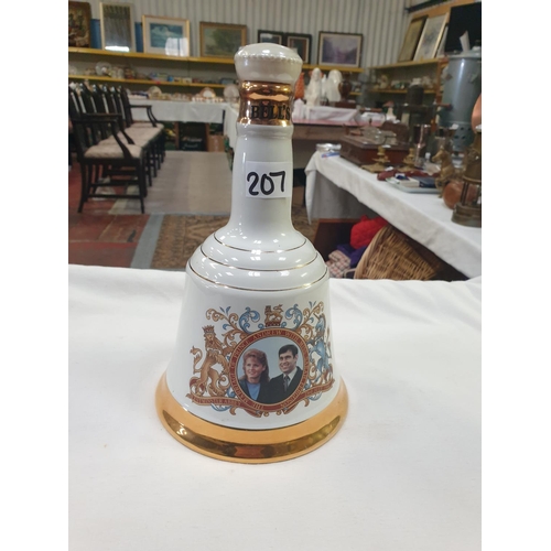 207 - Sealed Wade Commemorative Porcelain Bell's Scotch Whiskey Decanter with Contents.