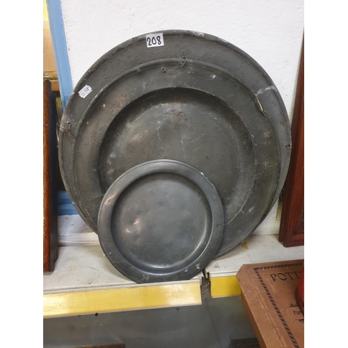 208 - Four Vintage Pewter Platters - Two 47cm diameter, 42cm & 25cm diameter.
