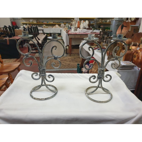 209 - Pair of 32cm Tall Twin Candle Holders.
