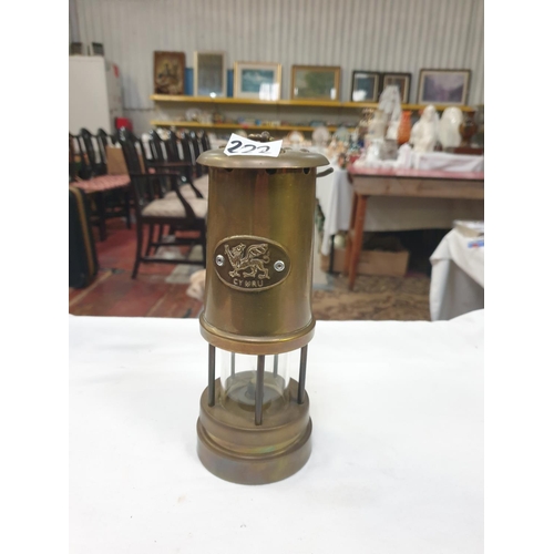 222 - Brass Welsh Miners Lamp - approx 8.5
