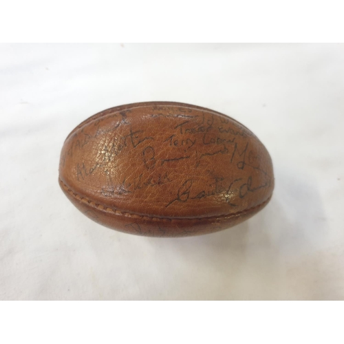 228 - Small Leather Rugby Ball with Welsh International Grand Slam Winning Team Player Signatures 1975- 19... 