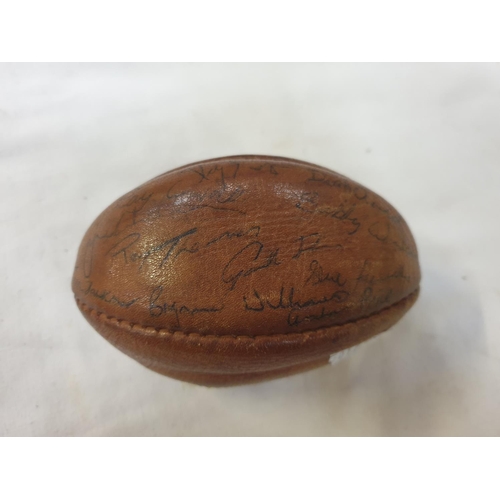 228 - Small Leather Rugby Ball with Welsh International Grand Slam Winning Team Player Signatures 1975- 19... 