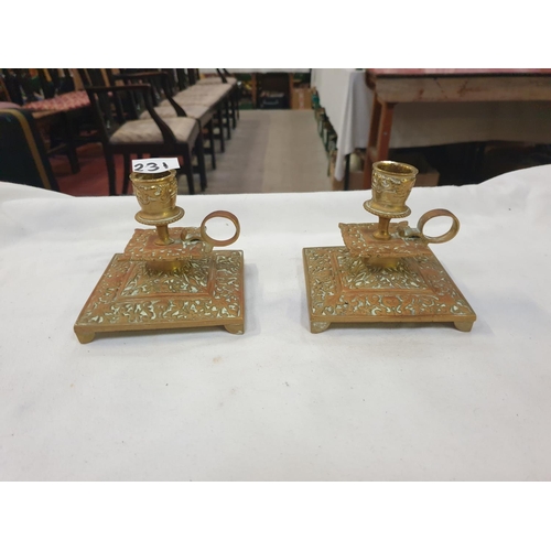 231 - Pair of Indian Brass Style Ring Finger Candle Holders.