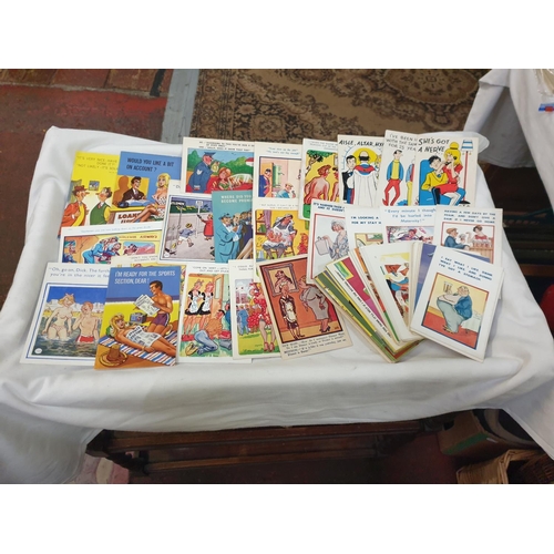 232 - Approximately 81 Mid-Century Signed Humorous Comic Saucy Seaside Postcards Including Pedro, Wilkin a... 