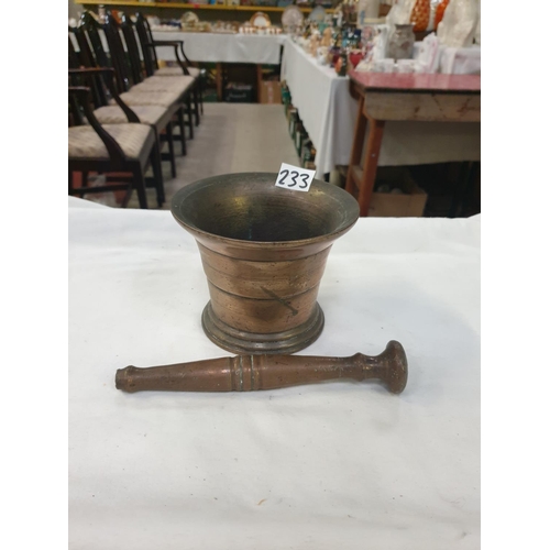 233 - Repurposed Heavy Brass Shell Casing Pestle & Mortar.