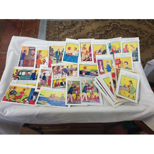 237 - Approximately 74 Mid-Century Trow Signed Humorous Comic Saucy Seaside Postcards.