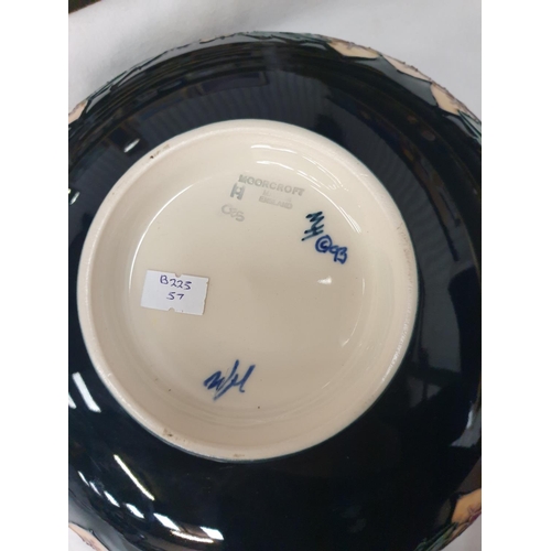 Rachel Bishop for Moorcroft Large Navy Ground Footed Oberon Bowl ...