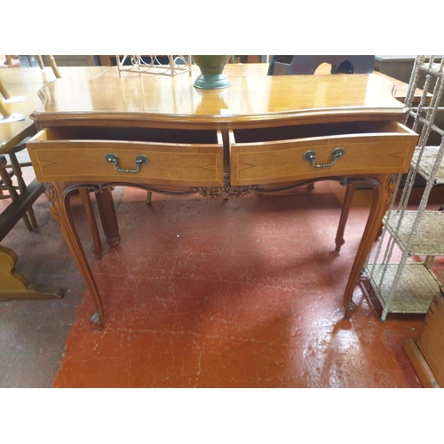 Twin Drawer Reproduction Console Table with Carved Legs - 34