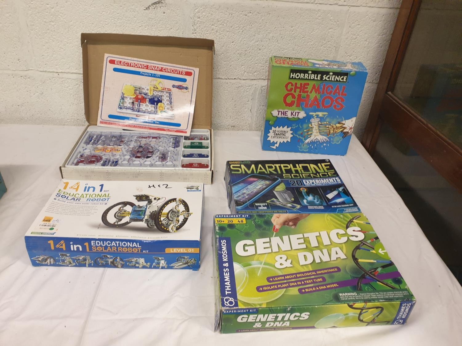 Box of Assorted Educational Sets Including Science Kits.