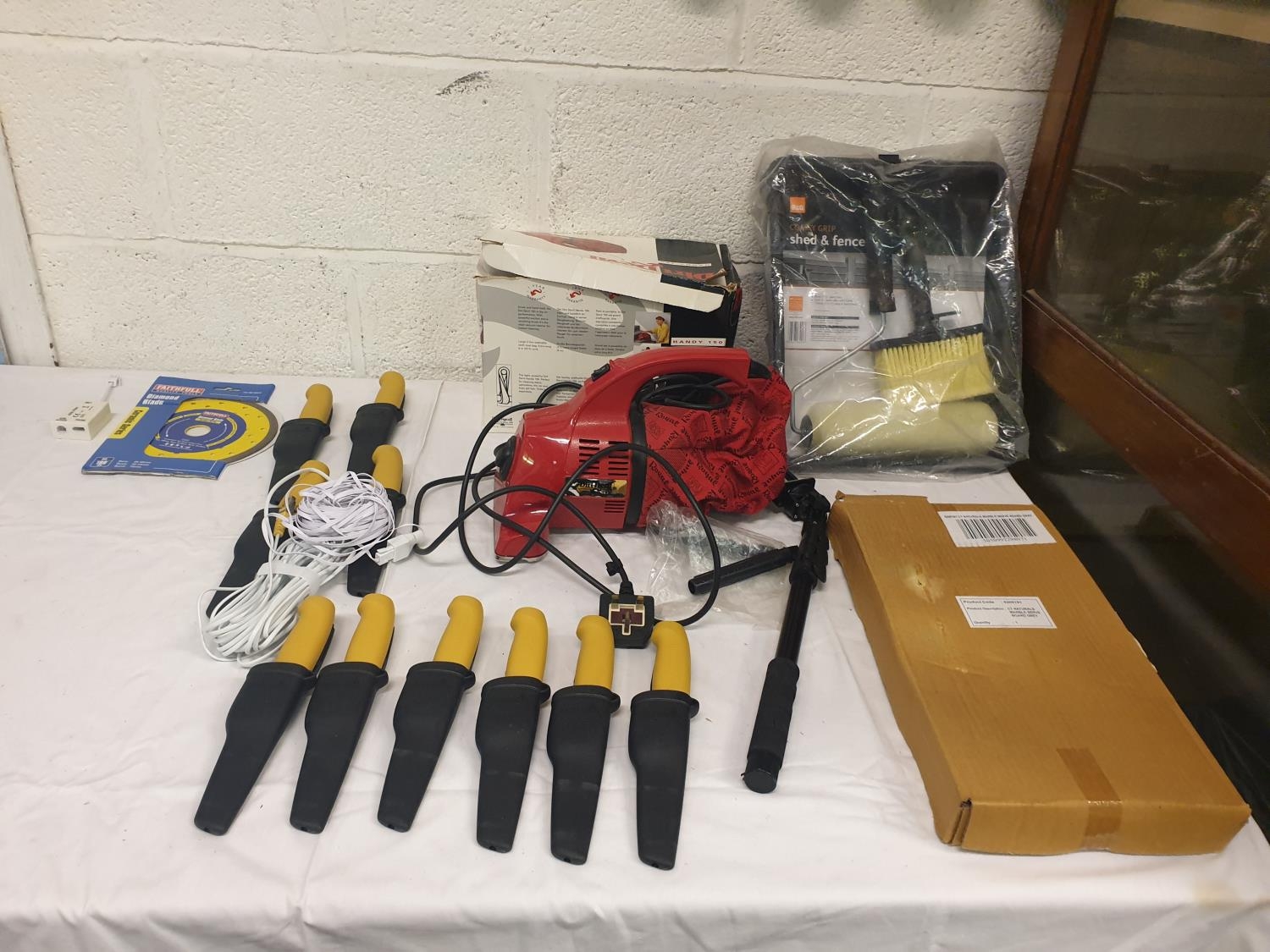 Box to Include NEW Chisel Knives, Dirt Devil Handy Vac, Diamond Cutter ...