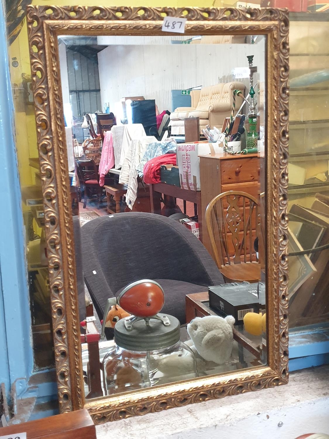 Gilt Framed Rectangular Wall Mirror - approx 22.5