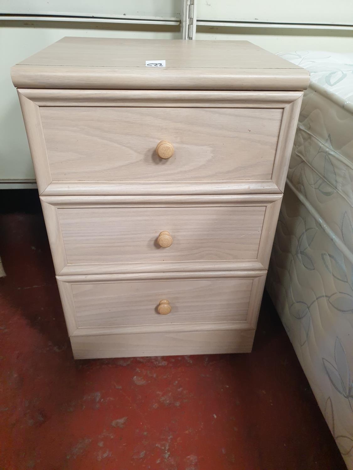 Lime Wash Effect Three Drawer Bedside Cabinet - approx 26