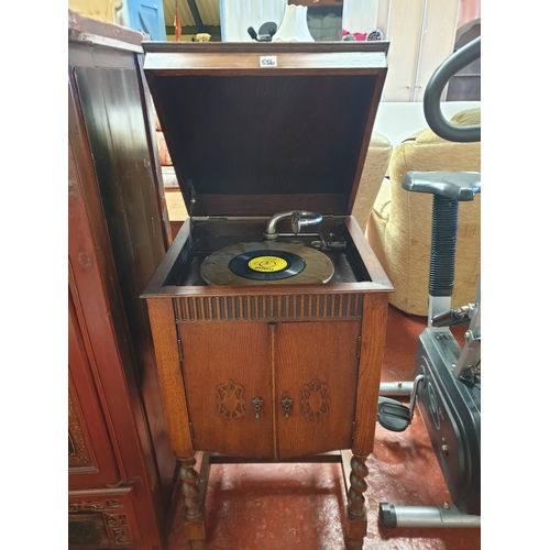Oak Gramophone Cabinet on Barley Twist Legs with Turntable - not ...