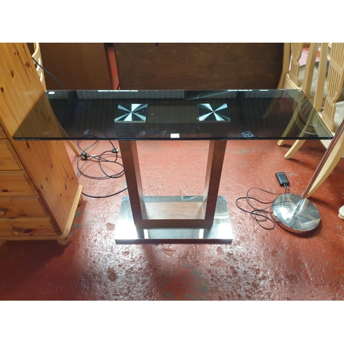 Smokey Glass Topped, Chrome Based Console Table - approx 75cm tall x 1 ...
