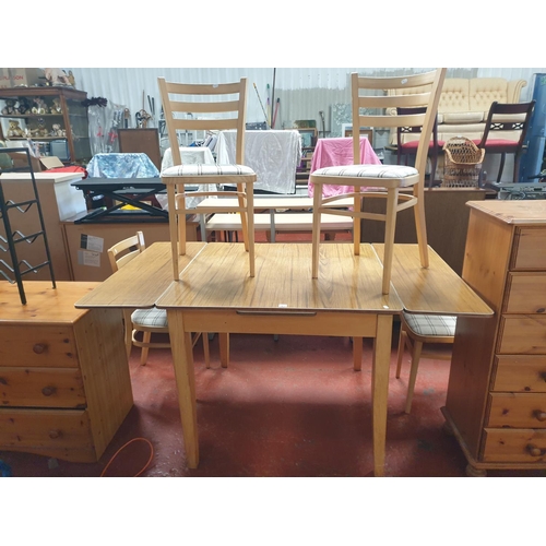 Extendable Retro Formica Topped Table & Four Padded Seat Chairs ...