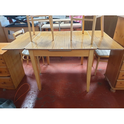 Extendable Retro Formica Topped Table & Four Padded Seat Chairs ...