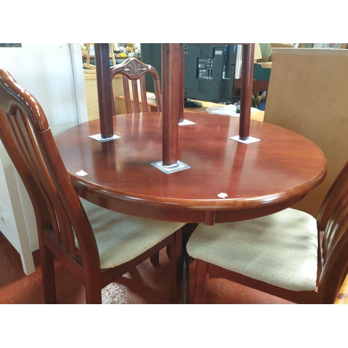 Circular Mahogany Pedestal Based Dining Table with Four Matching Dining ...