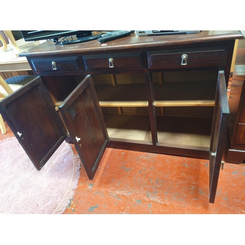 Dark Wood Three Drawer, Three Doors Sideboard - approx 34 tall x 54cm ...