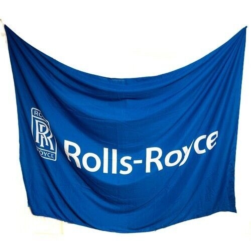 97 - Rolls Royce flag, in brand new condition, with metal clasps, approx 6ft x 8ft