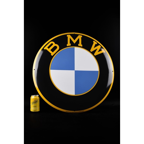 81 - Sign - BMW - XXL BMW gold!; signed; 600mm; old stock; enamel RARE item!extra huge enamel sign.