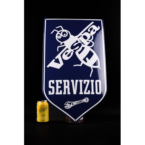 381 - Enamel sign VESPA SERVIZIO emblem- traditional technique of manufacturing, beautiful strong relief
E... 