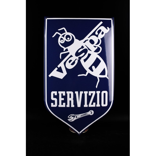 381 - Enamel sign VESPA SERVIZIO emblem- traditional technique of manufacturing, beautiful strong relief
E... 