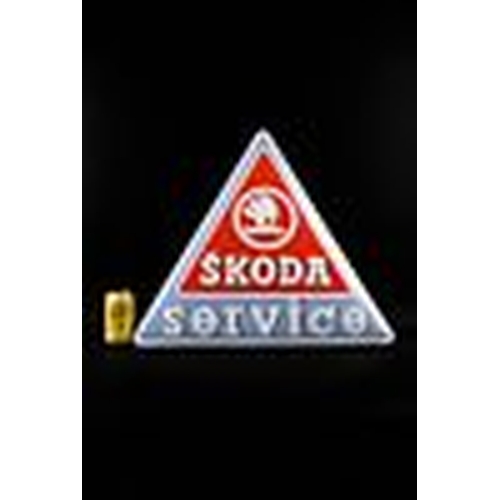 393 - Skoda service sign - beautiful strong relief Enamel sign.