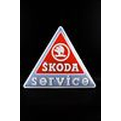 393 - Skoda service sign - beautiful strong relief Enamel sign.