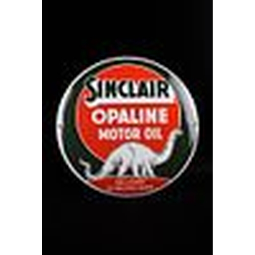 399 - Sinclair DINO; OPALINE motor-oil; enamel sign; handmade