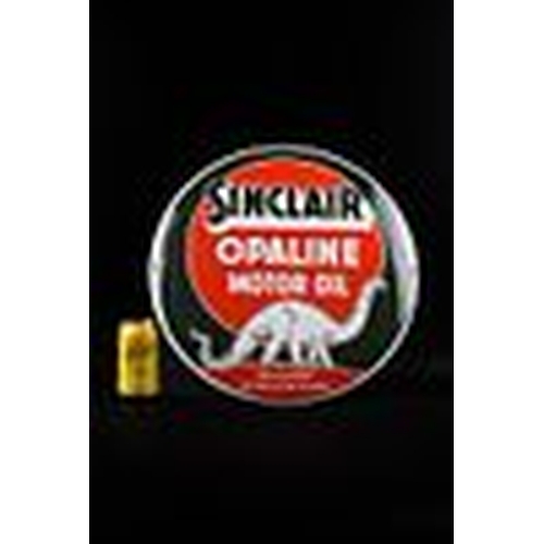 399 - Sinclair DINO; OPALINE motor-oil; enamel sign; handmade