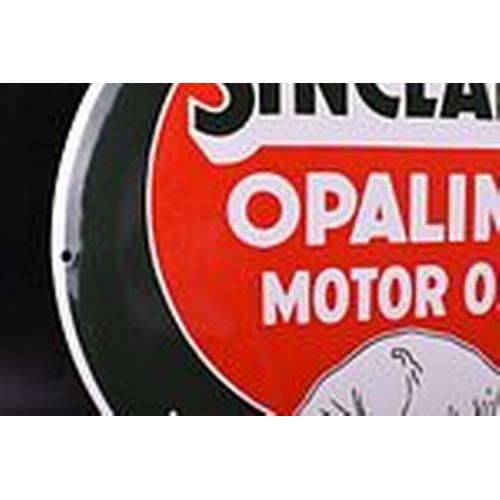 399 - Sinclair DINO; OPALINE motor-oil; enamel sign; handmade