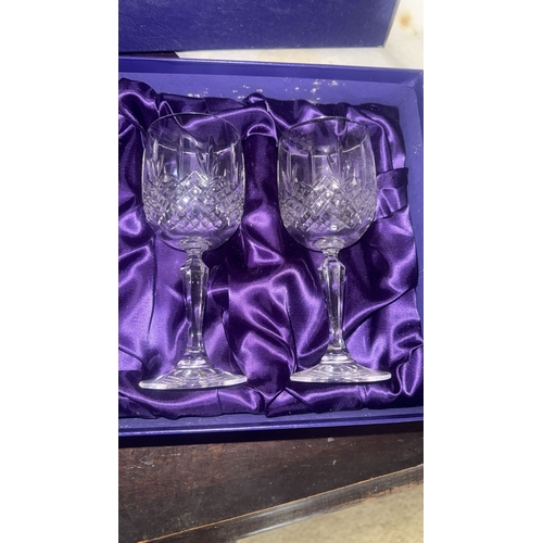 434 - 4 Boxed Vintage Thomas Webb Crystal  Glasses