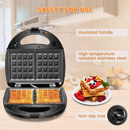 69 - Godmorn Waffle Maker 4 in 1, Sandwich Toaster, Panini Press Grill, Donut Doughnut Maker Iron Machine... 